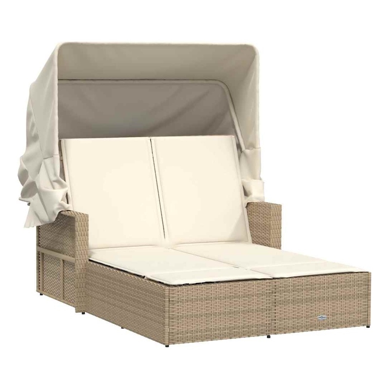 vidaXL Double Sun Lounger in Beige and Cream White