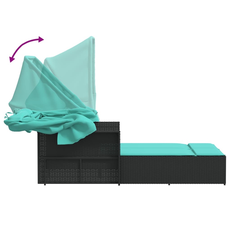 vidaXL Double Sun Lounger in Black