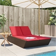vidaXL Patio PE Rattan Double Sun Lounger in Brown
