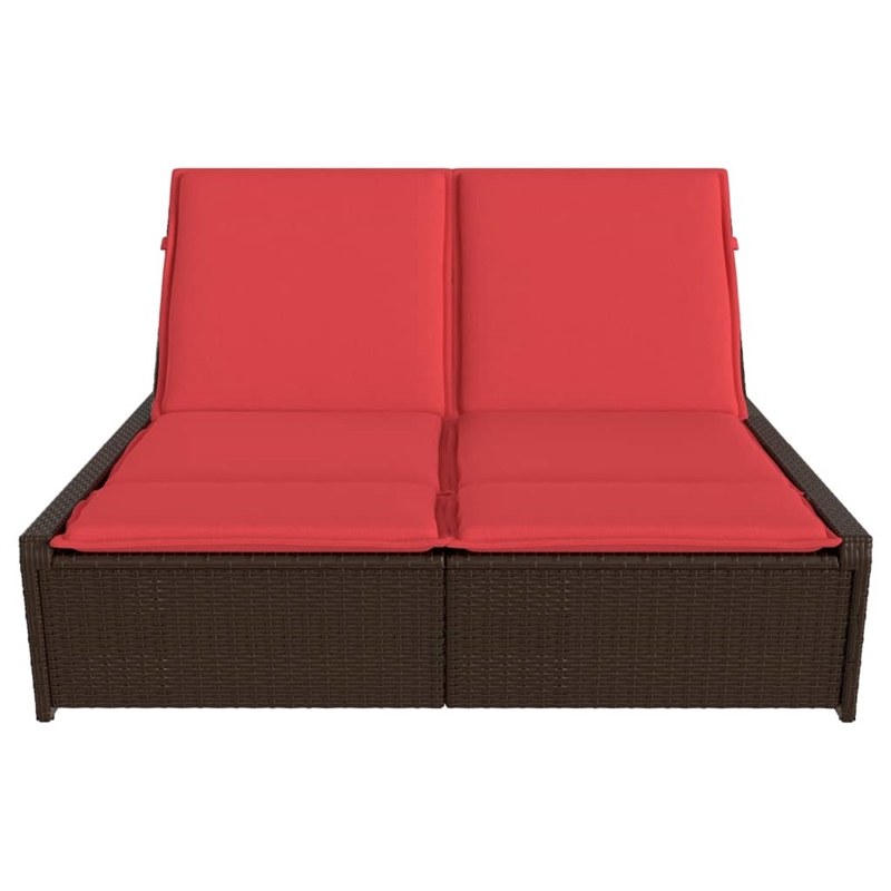 vidaXL Patio PE Rattan Double Sun Lounger in Brown
