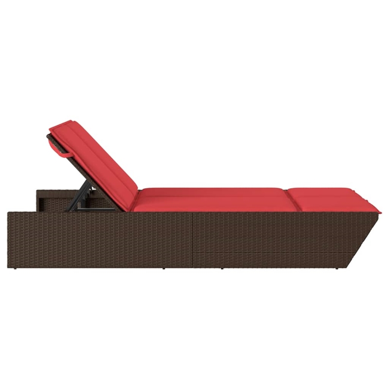 vidaXL Patio PE Rattan Double Sun Lounger in Brown