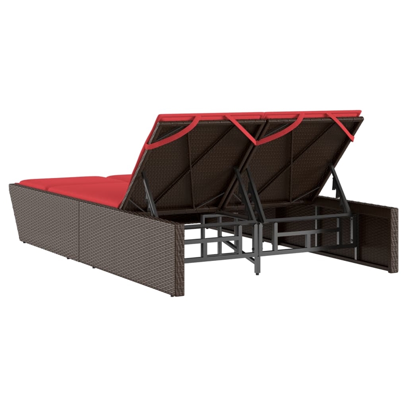vidaXL Patio PE Rattan Double Sun Lounger in Brown