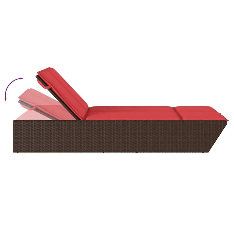 vidaXL Patio PE Rattan Double Sun Lounger in Brown