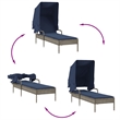 vidaXL Patio Sun Lounger in Gray and Navy Blue