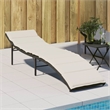 vidaXL Rattan Sun Lounger with Cushion in Black and Cream White