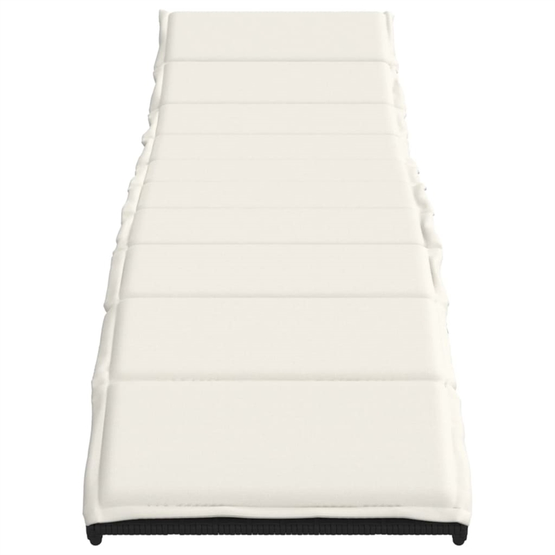 vidaXL Rattan Sun Lounger with Cushion in Black and Cream White