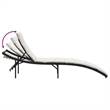 vidaXL Rattan Sun Lounger with Cushion in Black and Cream White