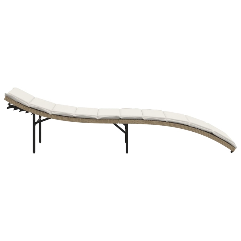 vidaXL PE Rattan Standard Modern Sun Lounger in Beige