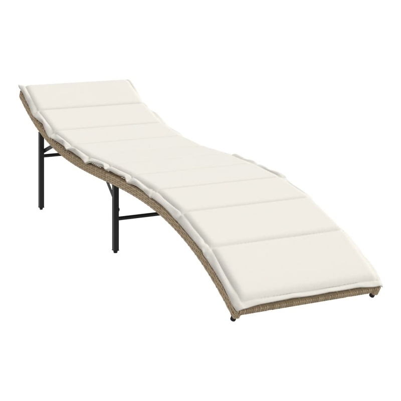 vidaXL PE Rattan Standard Modern Sun Lounger in Beige