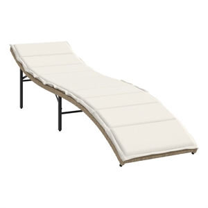 vidaXL PE Rattan Standard Modern Sun Lounger in Beige