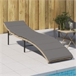 vidaXL PE Rattan & Powder-Coated Steel Sun Lounger w/ Foam in Beige & Light Gray