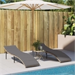vidaXL PE Rattan & Powder-Coated Steel Sun Lounger w/ Foam in Beige & Light Gray