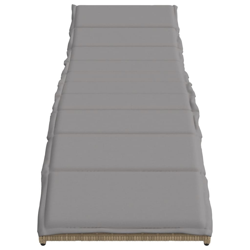 vidaXL PE Rattan & Powder-Coated Steel Sun Lounger w/ Foam in Beige & Light Gray