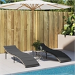 vidaXL PE Rattan Single Sun Lounger with Adjustable Armrests in Light Gray