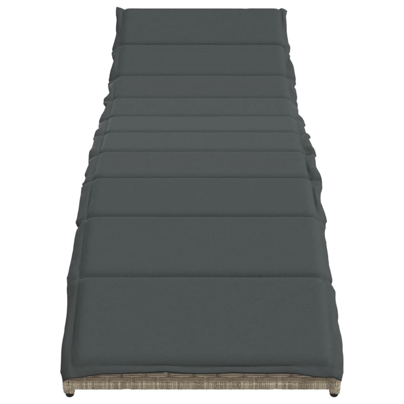 vidaXL PE Rattan Single Sun Lounger with Adjustable Armrests in Light Gray
