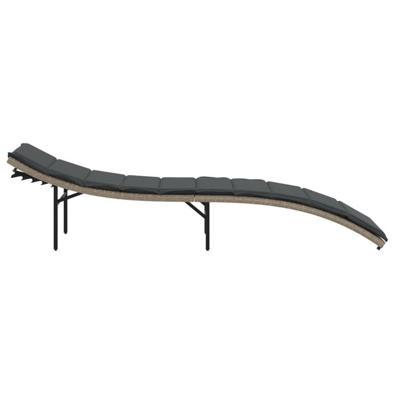 vidaXL PE Rattan Single Sun Lounger with Adjustable Armrests in Light Gray