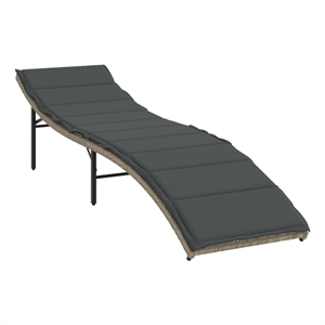 vidaXL PE Rattan Single Sun Lounger with Adjustable Armrests in Light Gray