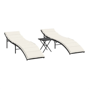 vidaXL Sun Lounger Set of 2 in Black and Cream White