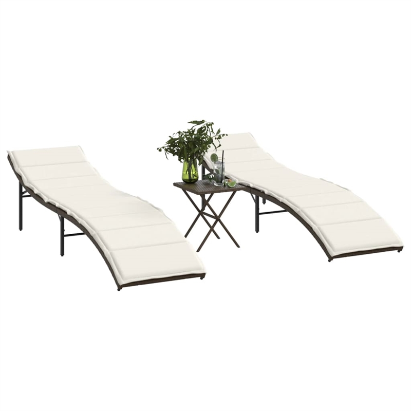 vidaXL Sun Lounger Set of 2 in Brown and Cream White