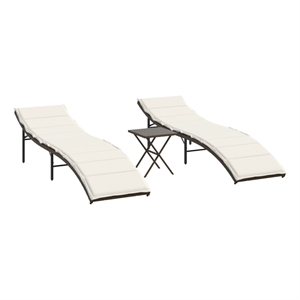 vidaXL Sun Lounger Set of 2 in Brown and Cream White