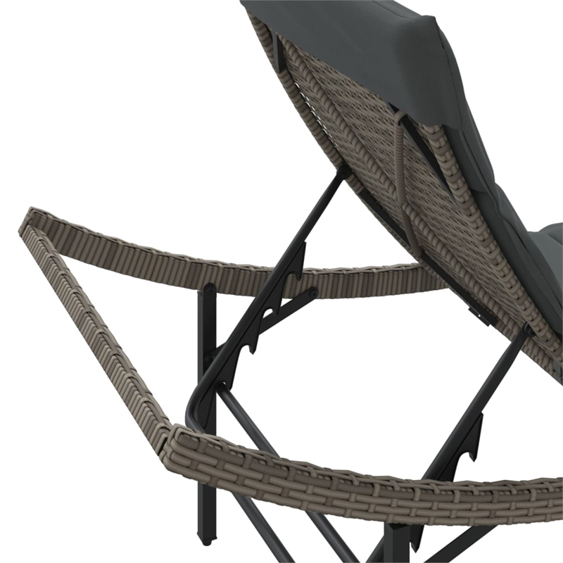 vidaXL PE Rattan and Powder-Coated Steel Standard Sun Lounger in Gray (Set of 2)