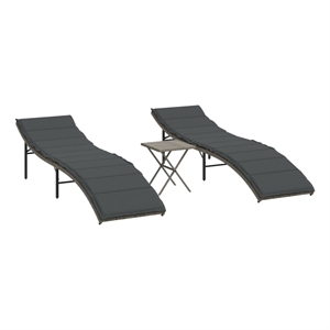 vidaXL PE Rattan and Powder-Coated Steel Standard Sun Lounger in Gray (Set of 2)
