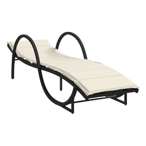 vidaXL PE Rattan and Powder-Coated Steel Sun Lounger in Black and Cream White