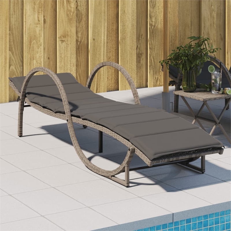 vidaXL PE Rattan Sun Lounger 23.6 x 78.3 x 16.5 in in Gray