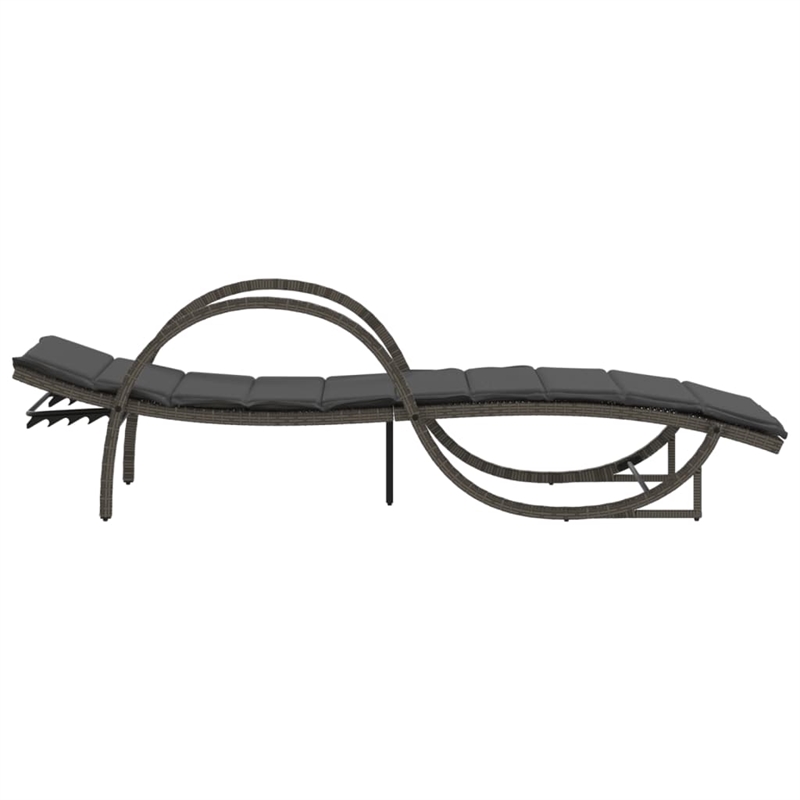 vidaXL PE Rattan Sun Lounger 23.6 x 78.3 x 16.5 in in Gray