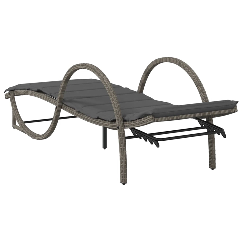 vidaXL PE Rattan Sun Lounger 23.6 x 78.3 x 16.5 in in Gray