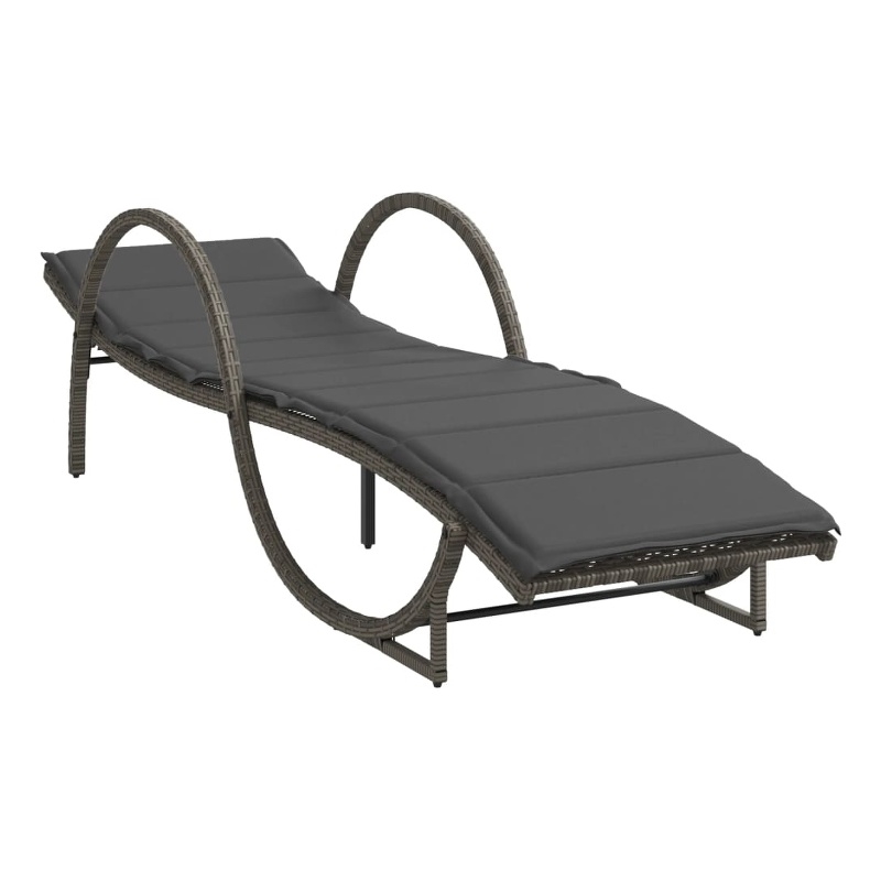 vidaXL PE Rattan Sun Lounger 23.6 x 78.3 x 16.5 in in Gray