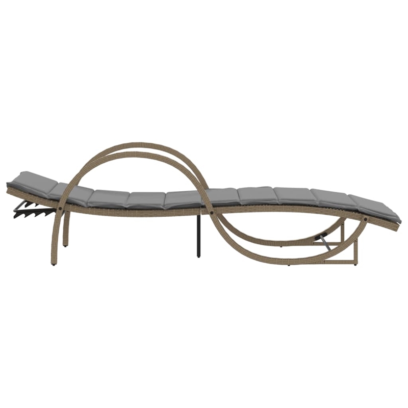 vidaXL PE Rattan Standard Multi-Position Backrest Sun Lounger in Beige