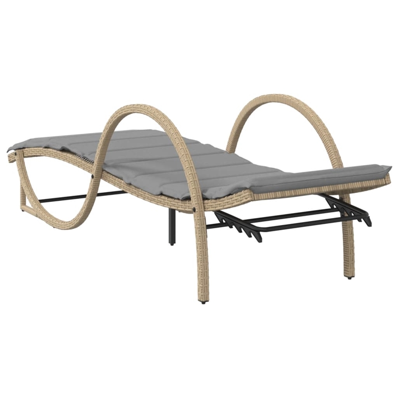 vidaXL PE Rattan Standard Multi-Position Backrest Sun Lounger in Beige