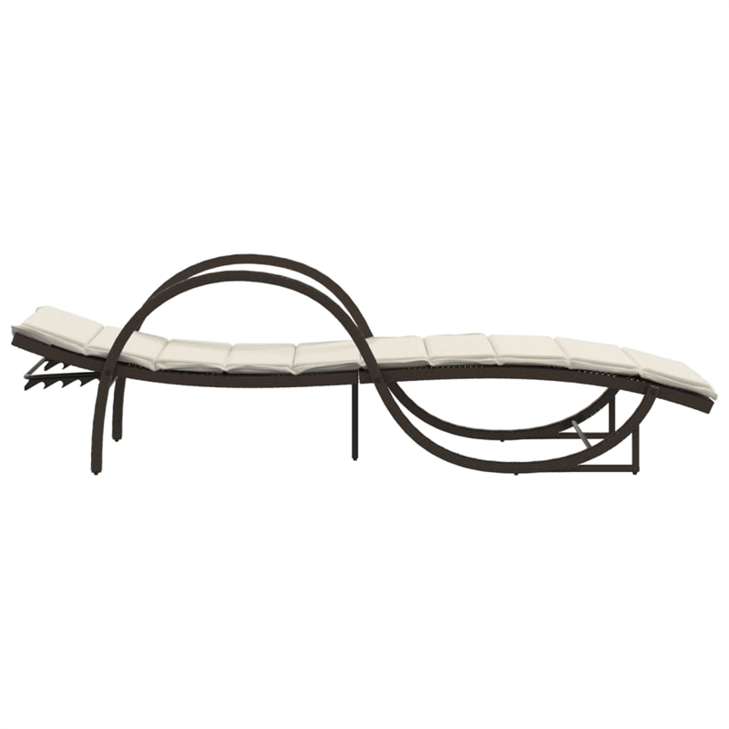 vidaXL PE Rattan Large Sun Lounger  in Brown (Set of 2)