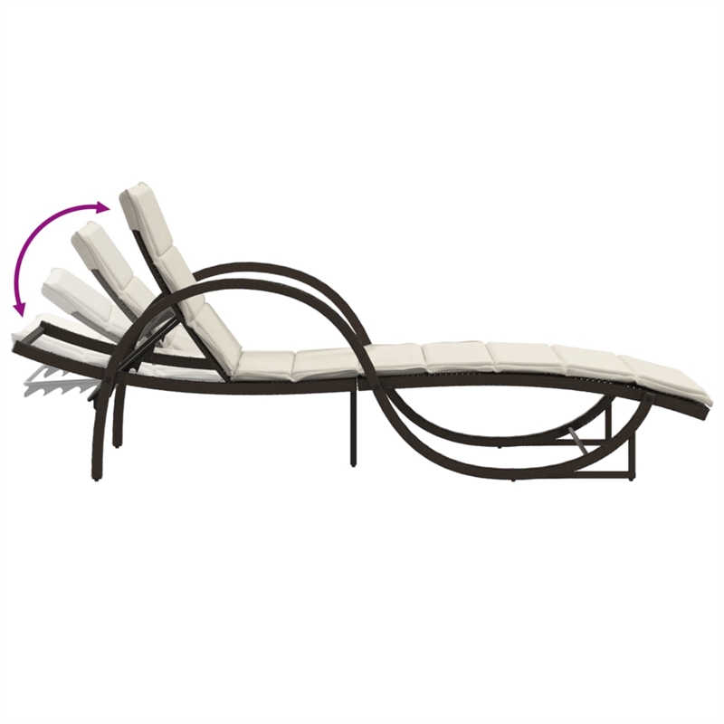 vidaXL PE Rattan Large Sun Lounger  in Brown (Set of 2)