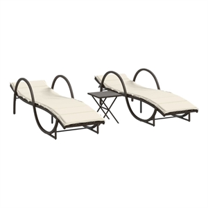 vidaXL PE Rattan Large Sun Lounger  in Brown (Set of 2)