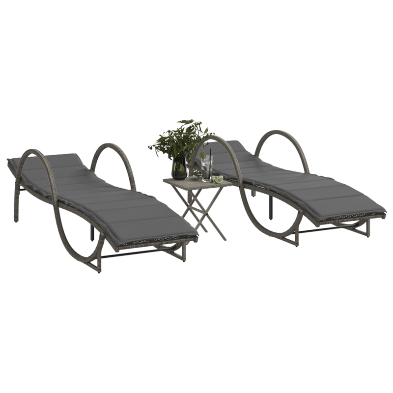 vidaXL PE Rattan Sun Lounger Adult Size in Gray  (Set of 2)