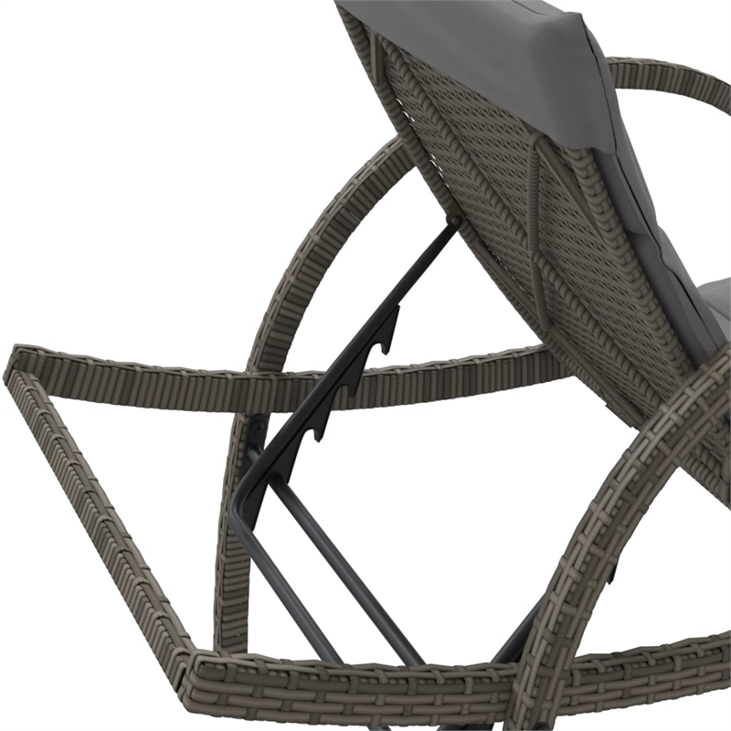 vidaXL PE Rattan Sun Lounger Adult Size in Gray  (Set of 2)