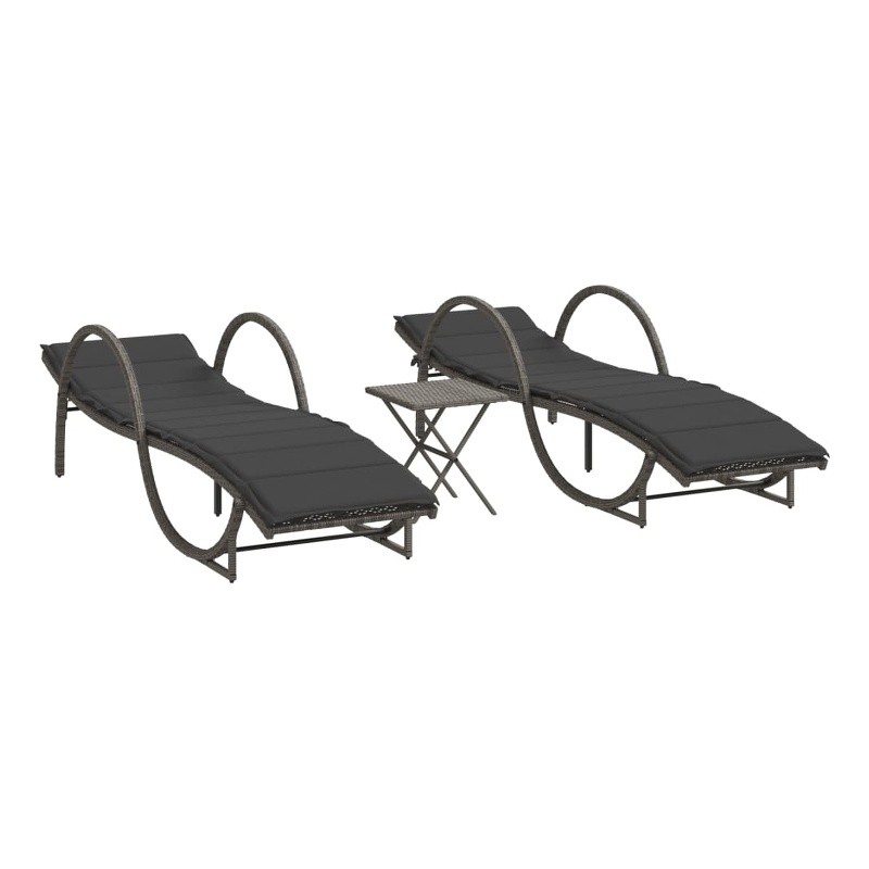 vidaXL PE Rattan Sun Lounger Adult Size in Gray  (Set of 2)