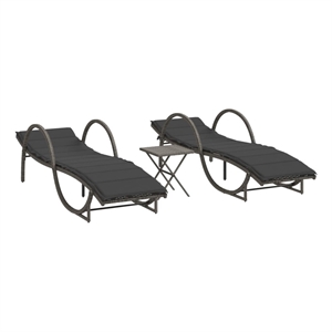 vidaXL PE Rattan Sun Lounger Adult Size in Gray  (Set of 2)