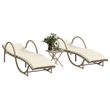 vidaXL PE Rattan Medium Sun Lounger in Beige  (Set of 2)