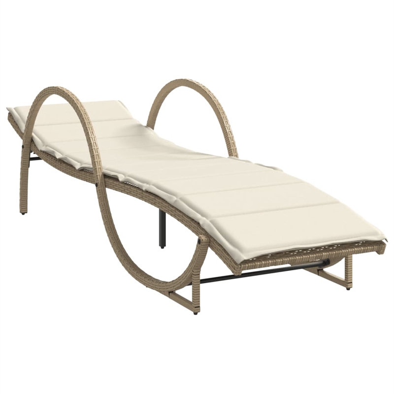 vidaXL PE Rattan Medium Sun Lounger in Beige  (Set of 2)