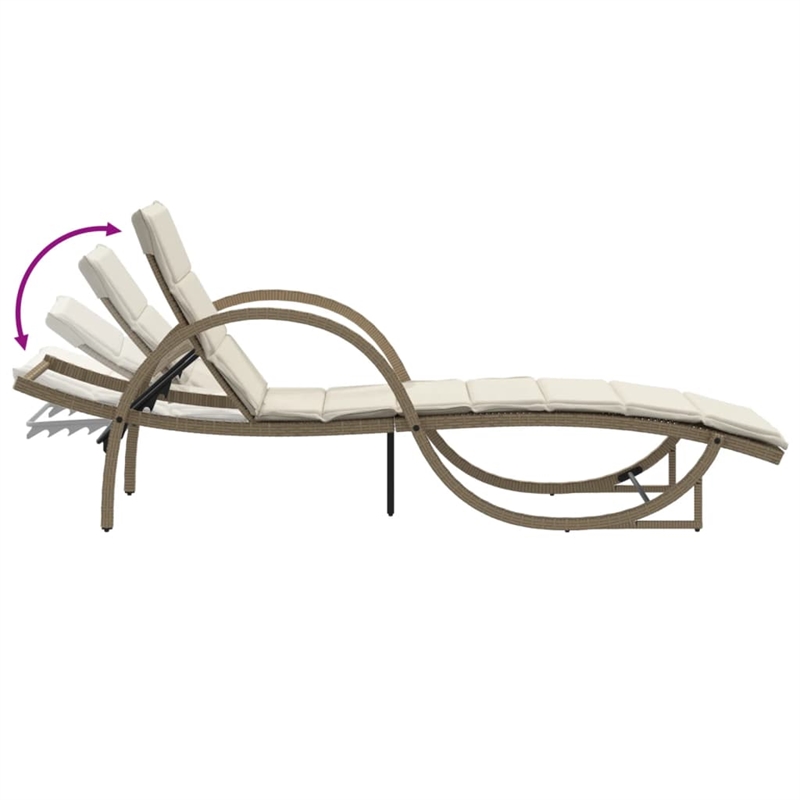 vidaXL PE Rattan Medium Sun Lounger in Beige  (Set of 2)