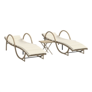 vidaXL PE Rattan Medium Sun Lounger in Beige  (Set of 2)