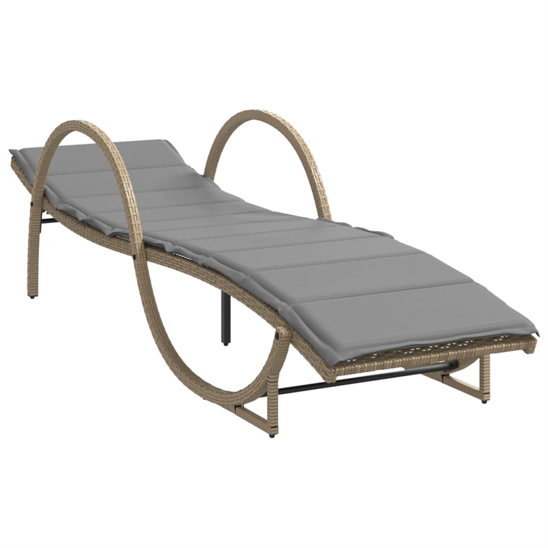 vidaXL PE Rattan Standard Sun Lounger in Beige  (Set of 2)