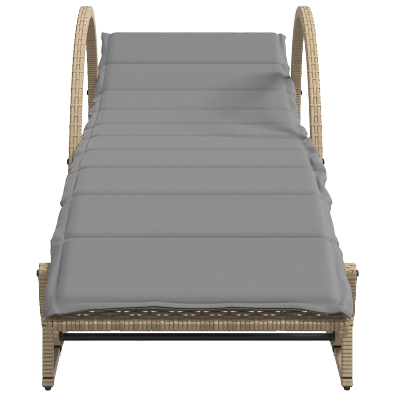 vidaXL PE Rattan Standard Sun Lounger in Beige  (Set of 2)