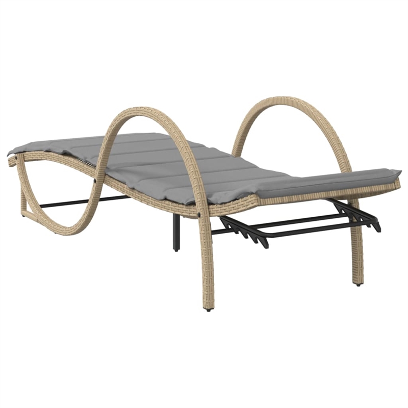 vidaXL PE Rattan Standard Sun Lounger in Beige  (Set of 2)