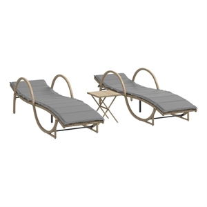 vidaXL PE Rattan Standard Sun Lounger in Beige  (Set of 2)