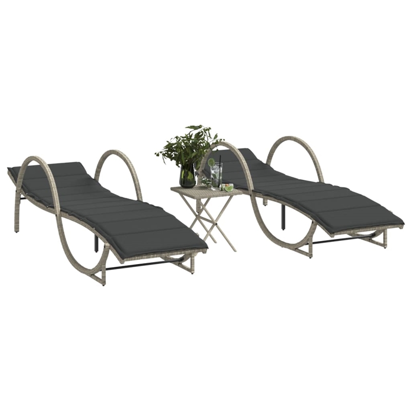 vidaXL Standard Sun Lounger in Light Gray  (Set of 2)