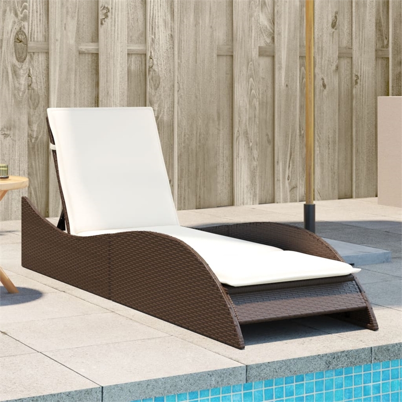 vidaXL Patio PE Rattan Standard Sun Lounger in Brown